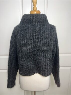 Shaina Mote Chunky Knit Funnel Neck Sweater - Charcoal Size Small